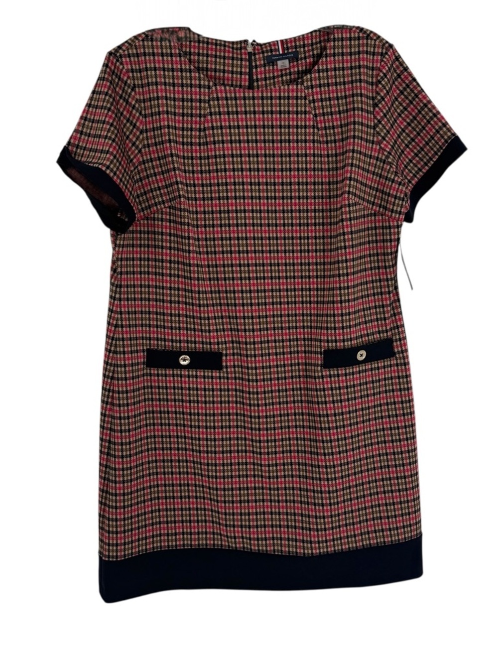 Tommy Hilfiger Women's Short Sleeve Plaid Dress NWT Size 18 Blue Pink tan